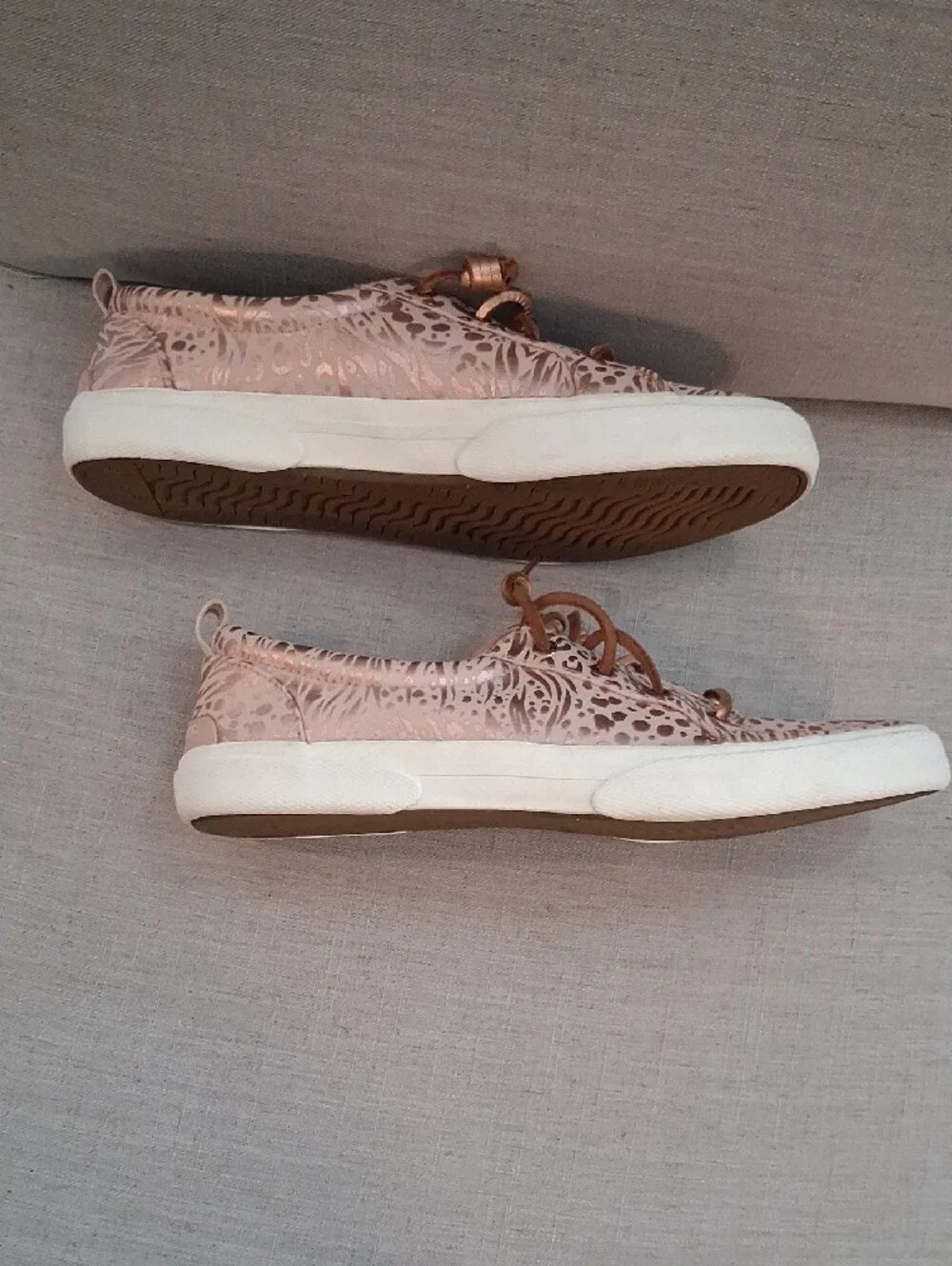 Sperry Rose Gold Printed Sneakers, Size 9